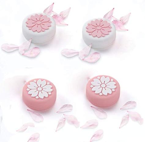 Silicone Thumb Stick Analog Joystick Thumb Grip Caps Cover Case for Nintendo Switch NS Joy-Con Console (4Pcs Sakura)