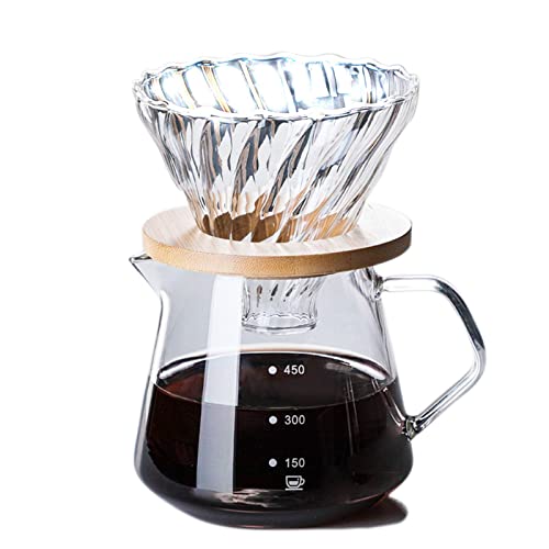 HOOPZOZA 600ml Glass Drip Coffee maker coffee Pot with Drip Filter Coffee Share Pot (A-600 set)