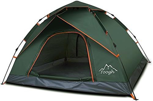 Toogh 3-4 Person Camping Tent 4 Season Backpacking Tent Automatic Instant Pop Up Tent for Outdoor Sports