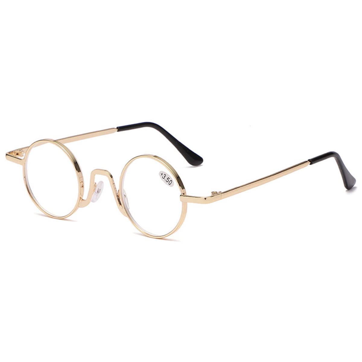 KOOSUFA Small Round Blue Light Blocking Reading Glasses for Women Men Retro Metal Lightweight Computer Readers Eyewear Nerd Eyeglasses Golden 2.5