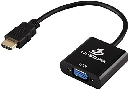 1JUSTLINK 1080p HDMI to VGA Adapter Male to Female Connector Video Cable Adapter Converter with Chipset for PC DVD HDTV (1 Year Warranty)