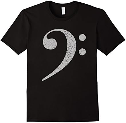 Men's Bass Clef T-Shirt w/ Scratches for Bass Players and Bassists XL Black