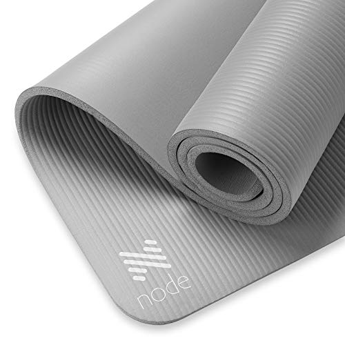 Node Fitness 72″ x 24″ Yoga Mat – 1/2″ Extra Thick with Carrying Strap – Gray