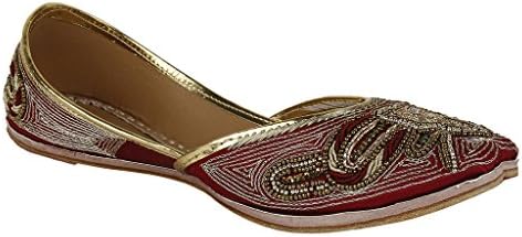 SaashiWear Womens Traditional handcrafted Indian Punjabi Flats Pumps Shoe Flip Flop Slip on Jutti Mojari Khussa