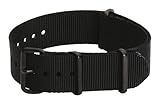 20mm Premium Nato PVD Nylon Solid Black Interchangeable Replacement Watch Strap Band