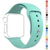 Apple Watch Band, HuanlongTM New Soft Silicone Sport Style Replacement Iwatch Strap for Apple Wrist Watch (Mint Green 38mm S/M)
