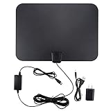 TV Antenna TV Aerial 4K Smart TV Antennas indoor 60 Mile Range 16.5FT Coaxial Cable with Detachable Amplifier Signal Booster Local Broadcast HD VHF UHF Signal Channels for Home Smart Television Black