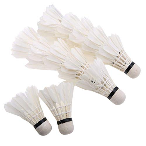 Alapaste 12-Pack Badminton Shuttlecocks Goose Feather Shuttlecocks Stable Durable Sports Training High Speed Badminton Birdies Balls,White - Thumbnail 4
