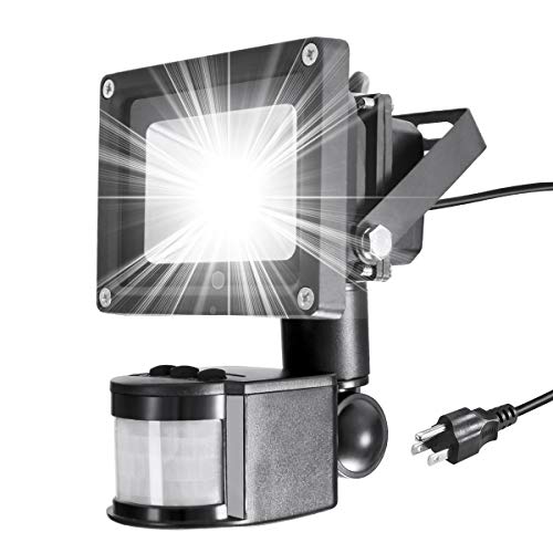 Warmoon LED Motion Sensor Flood Light 10W Outdoor IP65 Waterproof 6500K Daylight White Security Wall lighting With Sensitive Detector