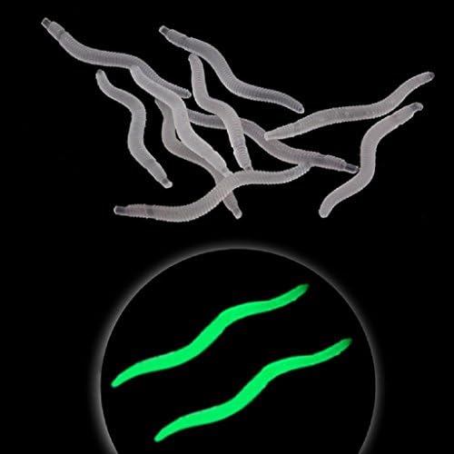 Rockruck 10Pcs Fishing Lure Set Kit Soft Bait Lure Grub Earthworm Carp Fishing Tackle,Glowing Earthworm Lure Soft Lures use at night