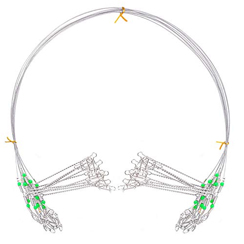 SETLUX Wire Trace Leader Rig Stainless Steel 10x 2 Arms Fishing Rigs Tackle Lure Swivel Snaps Beads - Thumbnail 7