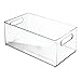 mDesign Deep Plastic Storage Organizer Container Bin, Office Organization for Filing Cabinet, Cupboard, Shelves, and Desk - Holds Notepads, Pens, Pencils, Highlighters, Ligne Collection, 4 Pack, Clear