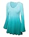 LL Womens Solid / Dip Dye V Neck Long Bell Sleeves Tunic Top Blouse - Made in USA