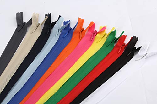 Yzsfirm 10 Pcs 24 Inch Real Silk Sewing Invisible Zipper,Yellow Coil Closed Zippers for Tailor Crafts
