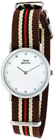 Ladies' Think Positive® Model SE W96 Watch Medium Flat Steel Crystal Bracelet of Cordora Brown, Sand, Red