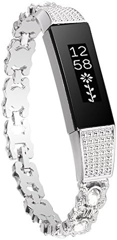 Wishteta Replacement Accessory Metal Watch Bands for Fitbit Alta/Fitbit Alta HR (Light Metal-18, 5.5"-7.8")