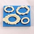 Allforhome 4 Cavity Food use grade sugarcraft ASSORTed Vintage oval mirror FRAMEs Silicone Mould Sugarcraft Food Grade Icing Moulds non stick Sugar paste Chocolate Fondant Butter Resin Cabochon Polymer Clay fimo gum paste Molds
