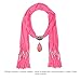 LERDU Gift Idea Indian Pear Shaped Stone Pink Pendant Scarf Necklace Soft Jersey Infinity Scarf Tassel Jewelry for Women