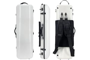 YoungMonic 4/4 Full Size Violin Case Carbon Fiber Rectangular Code Lock Box Lightweight Colourful Case with Strong Strap Violin Bag (White)