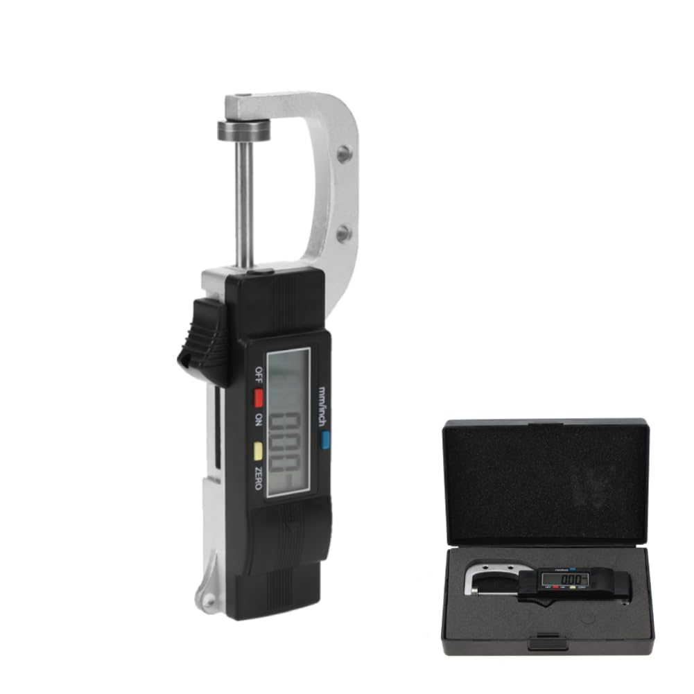 Outside Micrometer 0-25mm Portable Metric External Caliper, High Outside Metric Micrometer Precision Machinist Tool with LCD Display for Paper, Leather, Metal Sheet Thickness Measurement Tool