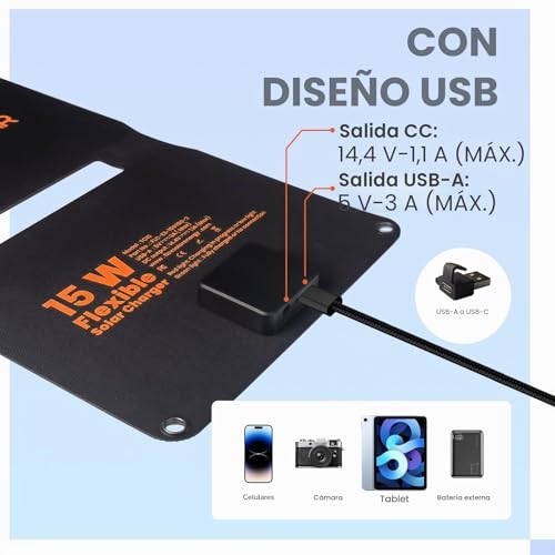Flexsolar 15W Solar Autobattery Charger Solar Panel, IP67 Waterproof Solar Panel Portable Battery Charger with USB DC SAE Connection Cable for Car, Boat, Motorcycle, Trailer, etc