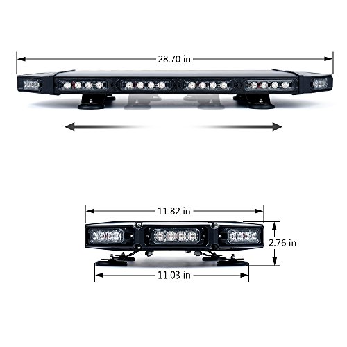 Xprite White Amber Black Hawk 27" Professional LED Stealth Low Profile Roof Top Strobe Light Bar