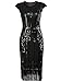 Vijiv 1920s Vintage Inspired Sequin Embellished Fringe Long Gatsby Flapper Dress,Dark Green,Medium