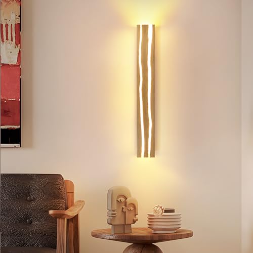 ZMH Indoor LED Wall Lamp Industrial Vintage Wall Lamp Wood Wall Lamp 8W Warm White with for Bedroom Hotel Restaurant Cafe Room