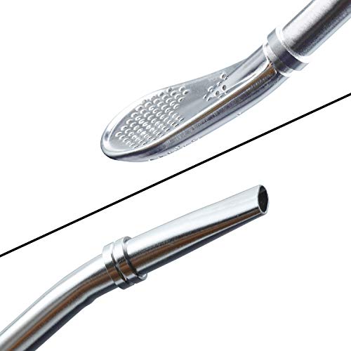 image for JETKONG 6-Inch Stainless Steel Straws Spoon Stirrer Reusable Drinking 