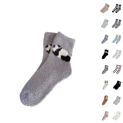 Fluffy Socks Comfortable Elastic Patterned Animal Sock Cute Knitted Decorations Footies Soft Non-Binding Sock Thermal Thick Footies Leisure Non-Slip Durable Socks Home Everyday Winter
