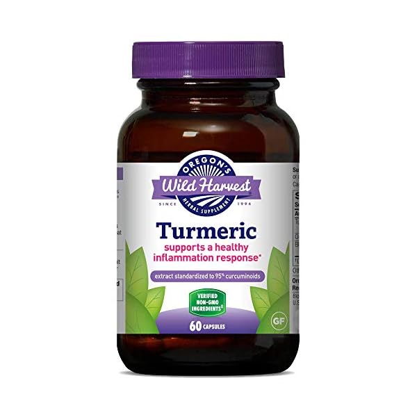 Oregon's Wild Harvest, Turmeric Curcumin Supplement Vegan Capsules with BioPerine 1350 MGS, 60 Count