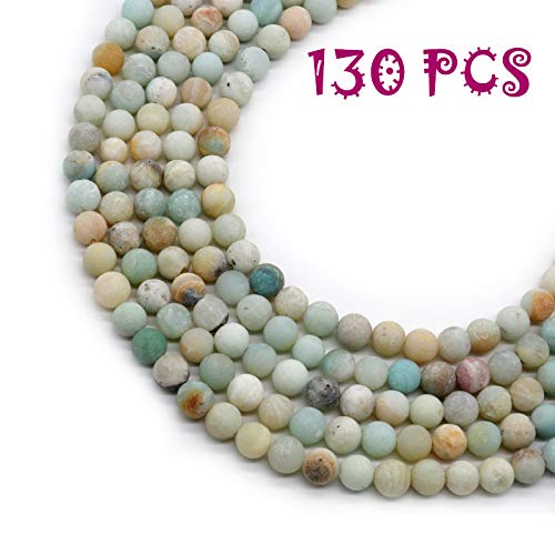 Agreatca 130 PCS Natural Stone Beads,Amazonite Beads,Natural Stone Beads Multicolor Amazonite Round Loose Beads,Jewelry Making DIY Bracelet Necklace