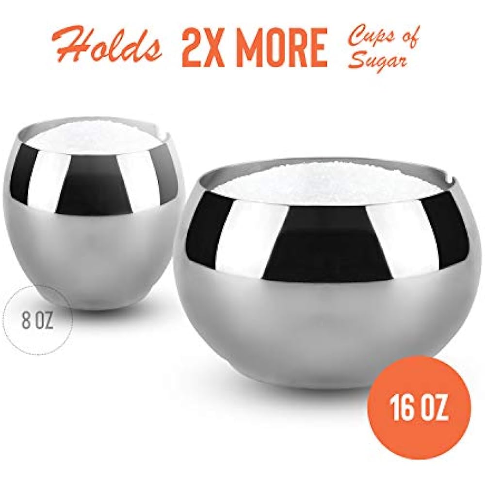 Sugar Bowls Large Bowl, Glass With Clear Lid And Spoon, Holds 2 Cups Of