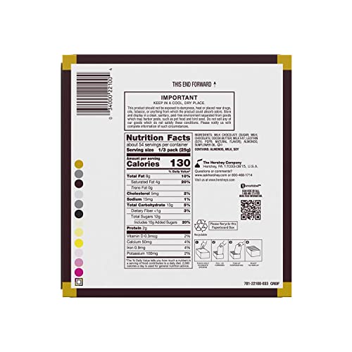 HERSHEY'S Milk Chocolate with Almonds King Size Candy, Individually Wrapped Bulk, 2.6 oz Bars