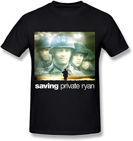 Moonist Men's Saving Private Ryan Poster T-Shirt - Fashion T Shirt Black US Size S