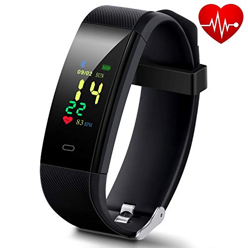 HISILI Fitness Tracker, Activity Tracker with Heart Rate Monitor, Waterproof Smart Watch Band with Step Counter, Calorie Counter, Pedometer, Sleep Monitor for Kids Women and Men