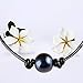 Single Genuine Peacock Pearl Choker Necklace on Black Leather Cord for Women (Peacock Pearl-16