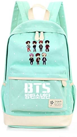 Timmor Korean Casual Wave Backpack, Girl's Backpack, Teen Backpack, Junior High School Unisex School Bag. (Green2)