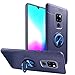 Newseego Huawei Mate 20 Case,360 Degree Adjustable Ring Stand, Frosting Thin Soft Shockproof Protective Ring Holder Metal Kickstand Fit Car Mount Cover Huawei Mate 20-Blue+Blue