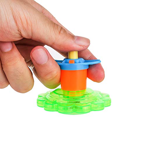 PROLOSO 20 Pcs Light Up Spinning Tops Flashing Gyro LED Gyro Fidget Spiral Twister Toys Bulk Toys Glow in The Dark Party Favors - Thumbnail 2