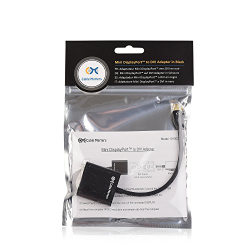 Cable Matters Mini DisplayPort to DVI Adapter (Mini DP to DVI) in Black