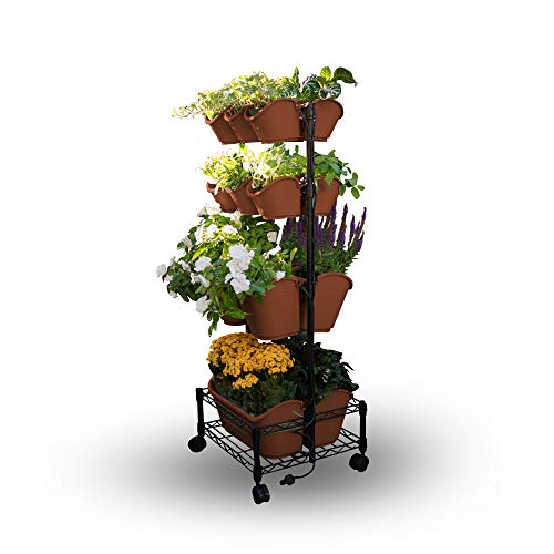 Watex Mobile Green Wall (Double Frame, Terra Cotta), BPA Free Planters