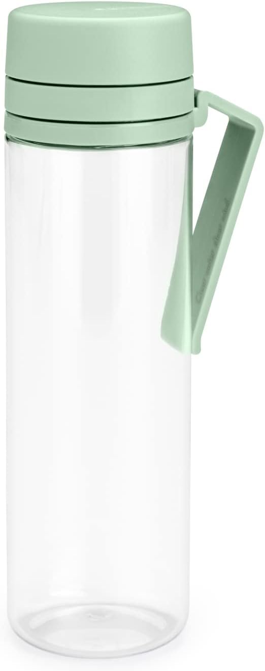 Brabantia - Make & Take Water Bottle with Strainer 0.5L - Travel Drinking Bottle with Handle & Fruit Sieve - Leakproof - Infuser - Easy Filling - Transparent - Dishwasher Safe - Jade Green