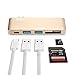 Type-C USB 3.0 5 in 1 Combo Hub for MacBook, Aluminum Multi-Port Adapter with USB-C Charging Port, Type-C Pass Through, 2 USB 3.0 Ports, SD/Micro Card Reader (Gold)