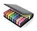 Colored Sticky Note Bundle Set, Mini Rectangular Notes and Index Flags Organizer, with Two Year Calendar. Black Leather Look Design Holder by Premy