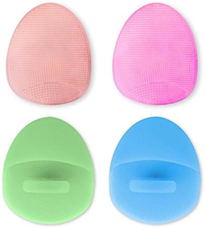 1MATCH 4pcs Silicone Baby Shower Brush Facial Scrubbers Clean Pad + 1pc Finger Stick Brush