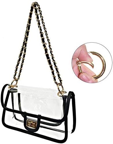 YOOXI Womens Clear Purse Turn Lock NFL Approved Chain Crossbody Shoulder Bags Handbags