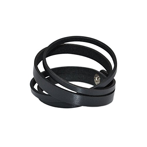 Amazon Com Mens Leather Double Wrap Bracelet Black Leather