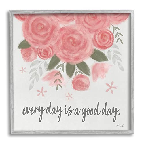 Stupell Industries Uplifting Pink Roses Flower Blossom Pattern Phrase, Design b…