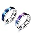 FIBO STEEL 2 Pcs 8MM Stainless Steel Spinner Rings for Men Women Promise Ring,Size 7